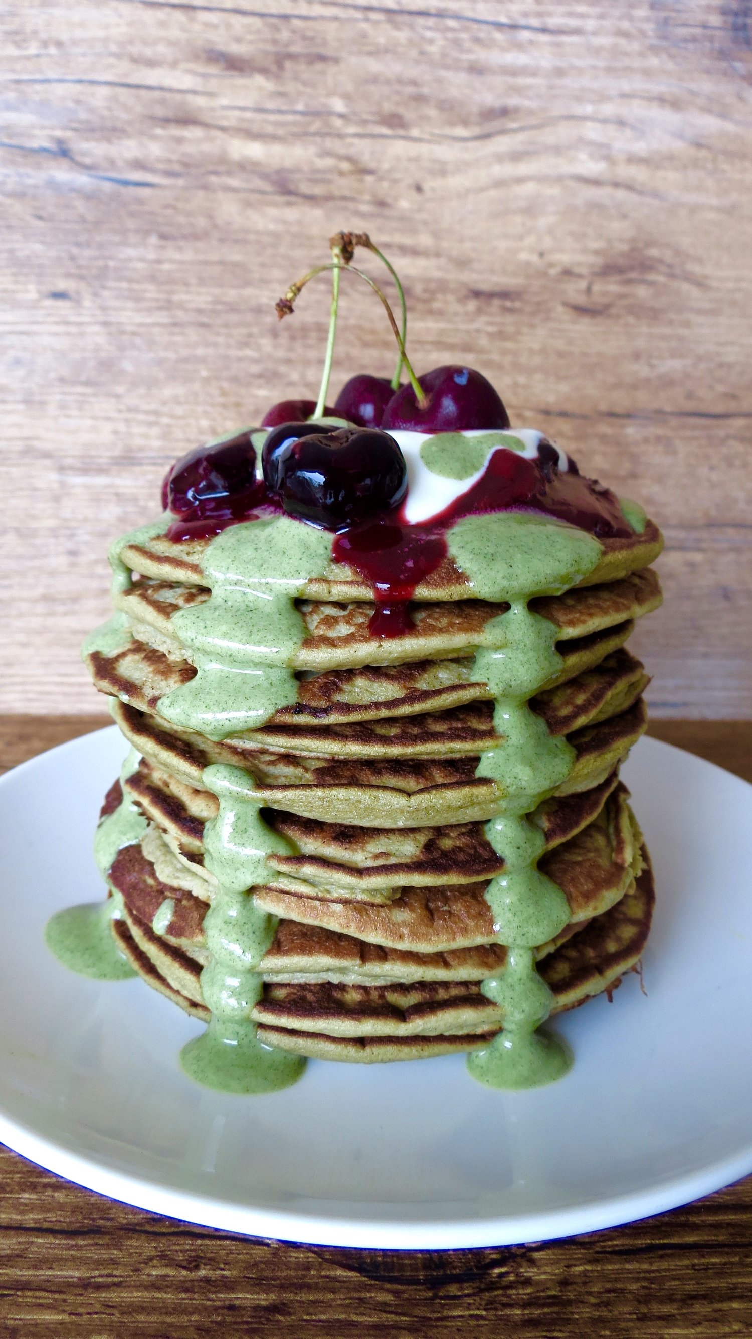 Sweet Cherry Green Pancakes