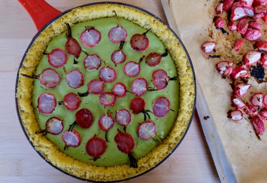 Whole Pink Radish Quiche with Millet Crust