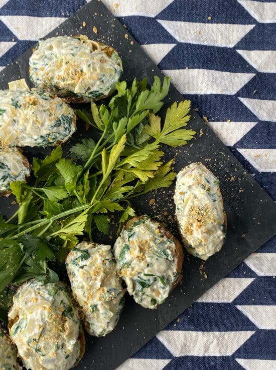 ARTICHOKE DIP Potato Boats