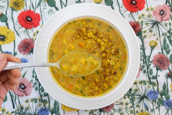 Corn Pumpkin and Sweet Miso Chowder