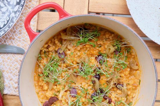 Creamy Tomato Barley Risotto